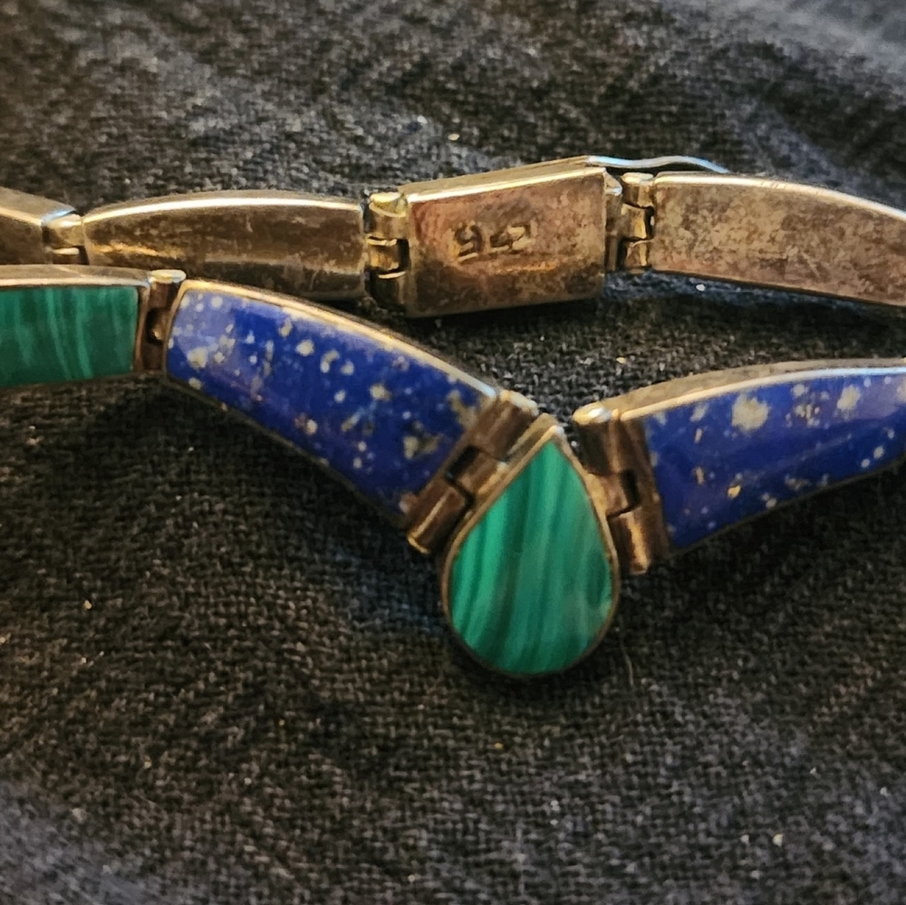 Vintage Silver and Blue Stone Bracelet